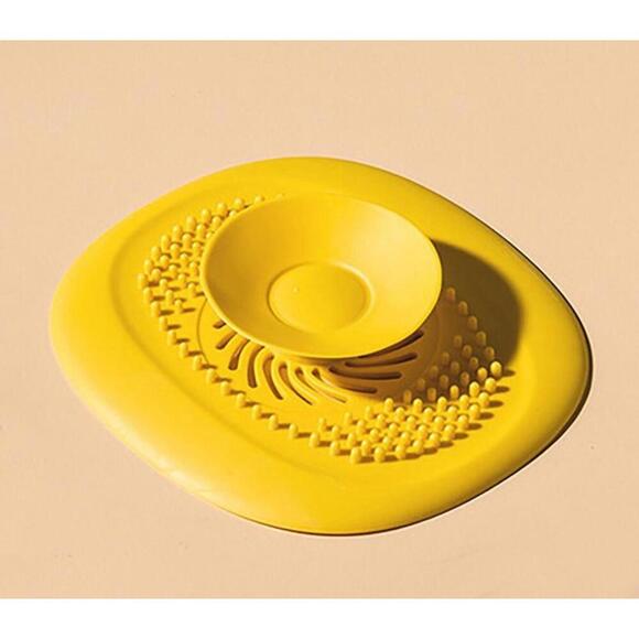 Silicone Yellow Drain Plug Stopper and Strainer - Push Button Operation - Picture 2 of 5